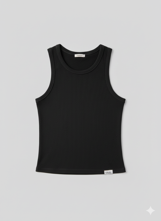 RIBBED TANK - BLACK